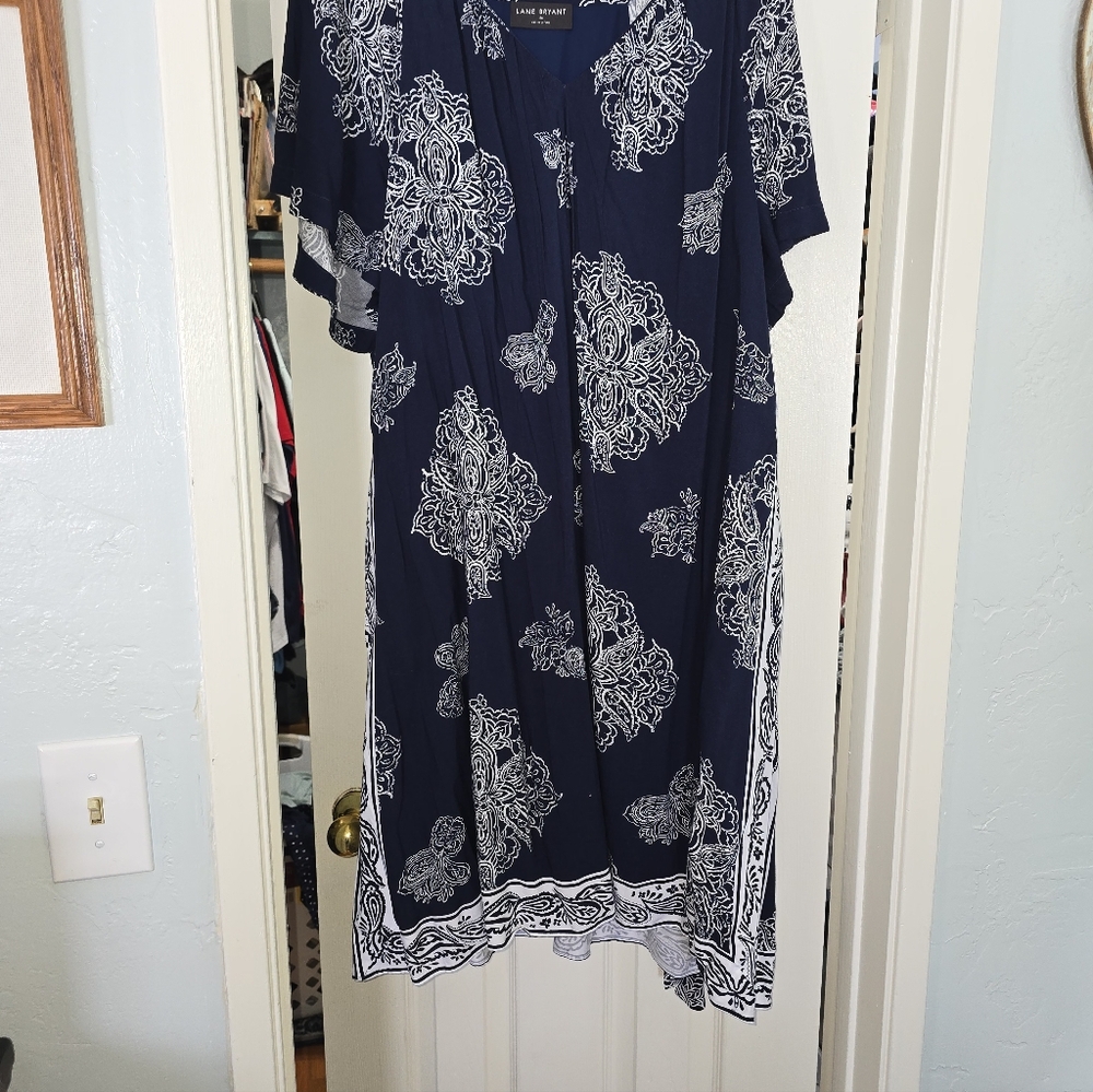 Lane Bryant Navy and White Maxi Dress